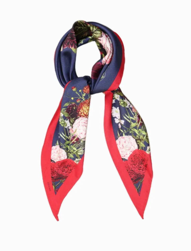 Trapezoid Scarf Floral Navy