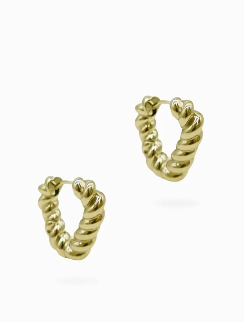 Triangle Rope Lever Hoops Gold
