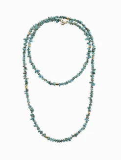 Turquoise and Gold Long Necklace