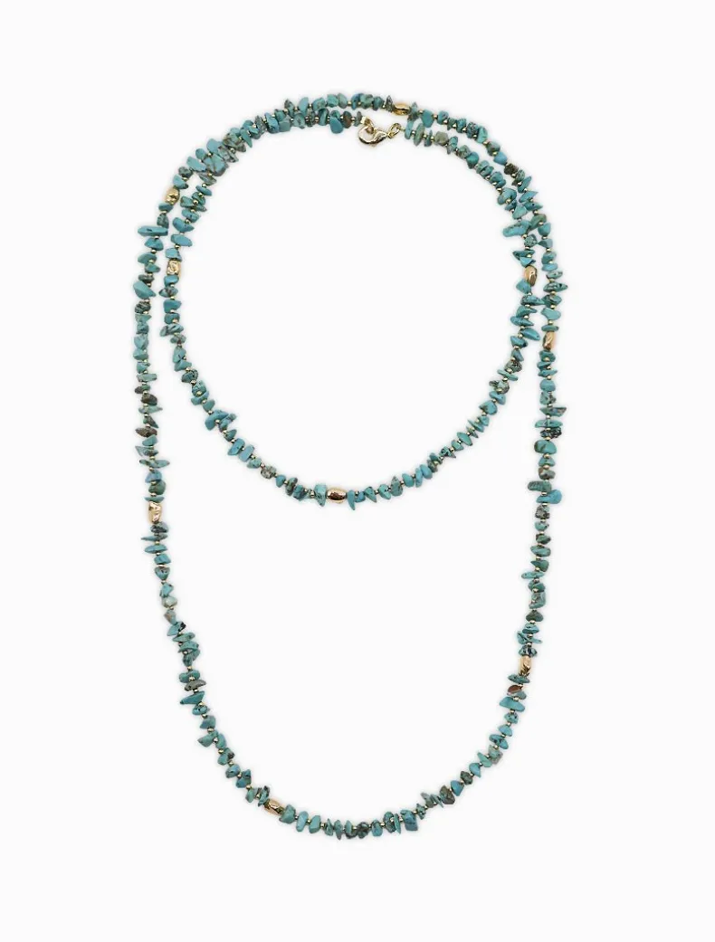 Turquoise and Gold Long Necklace