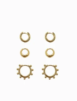 Varied Trio Of Hoops Gold
