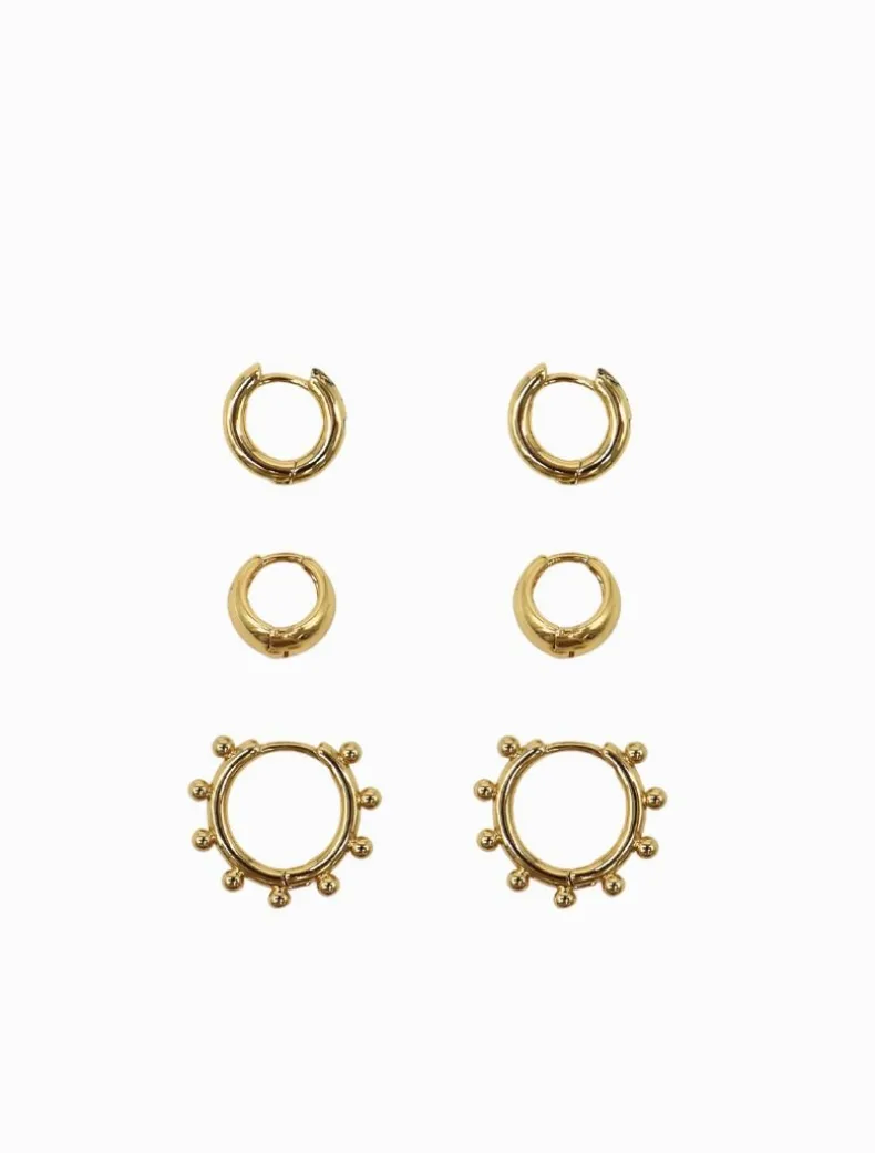 Varied Trio Of Hoops Gold