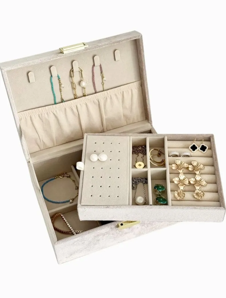 Velvet Jewellery Box Champagne