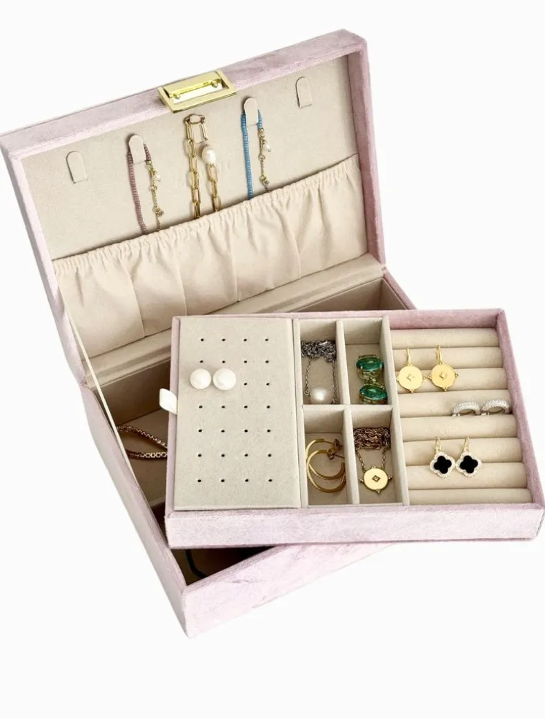 Velvet Jewellery Box Pink
