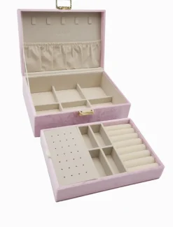 Velvet Jewellery Box Pink