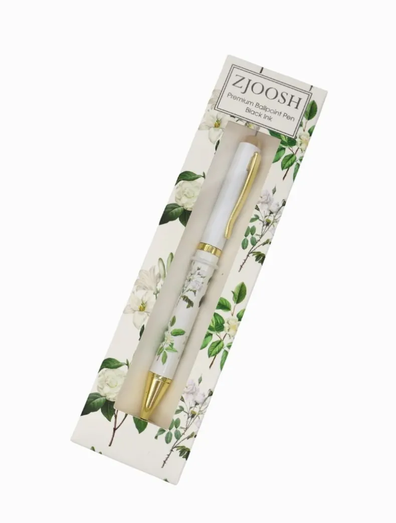 Vintage Botanical Pen White