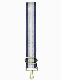 Webbing Bag Strap Navy Silver White