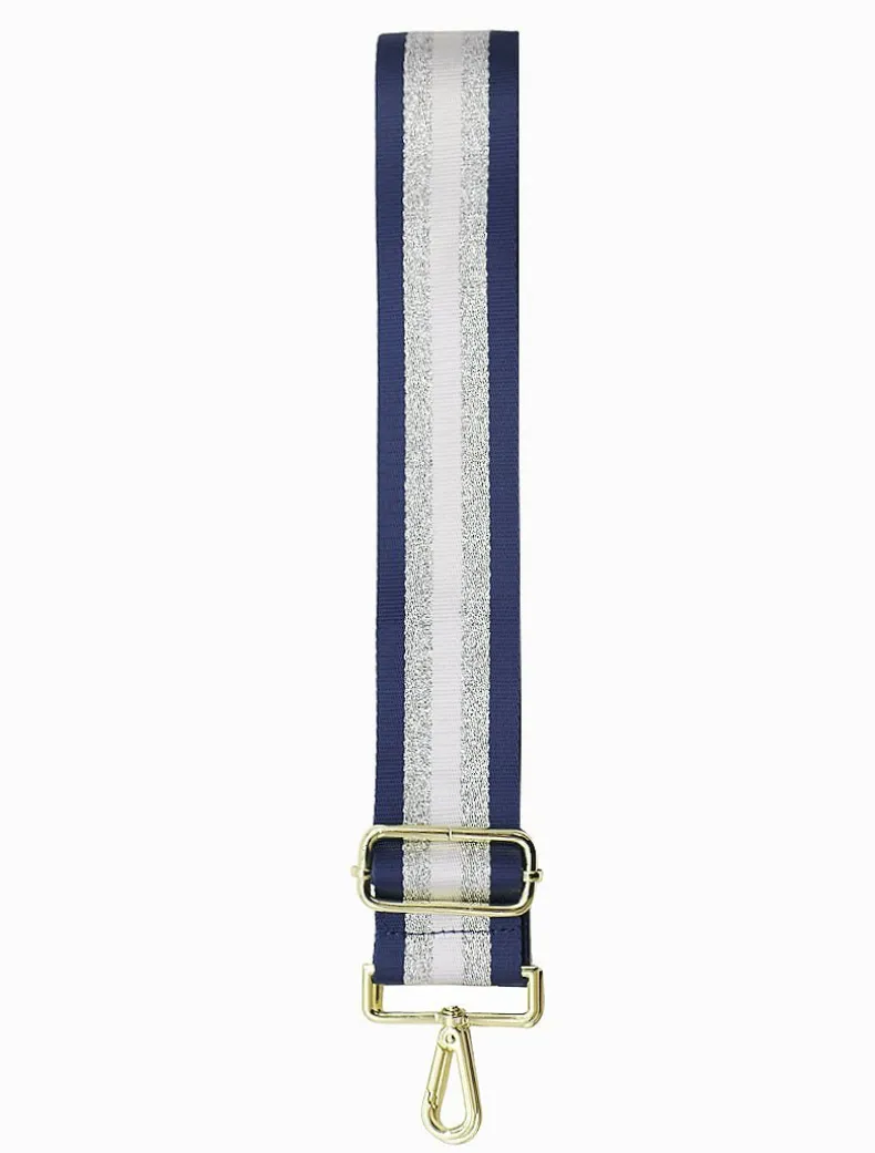 Webbing Bag Strap Navy Silver White