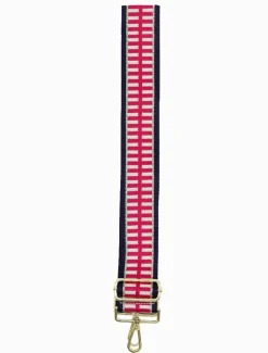 Webbing Bag Strap Pink Navy Gold