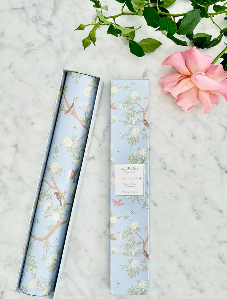 White Camellias Drawer Liners