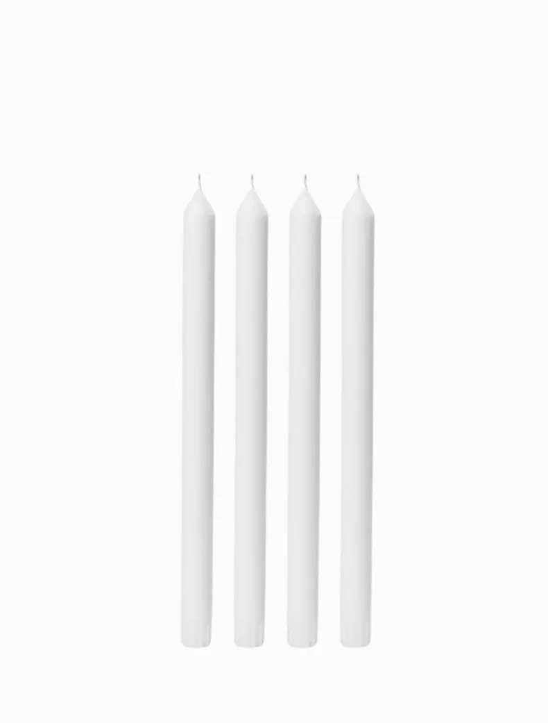 White 30cm Dinner Candle (Pack of 4)