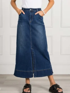 Whitney Washed Denim Skirt Indigo