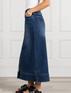Whitney Washed Denim Skirt Indigo