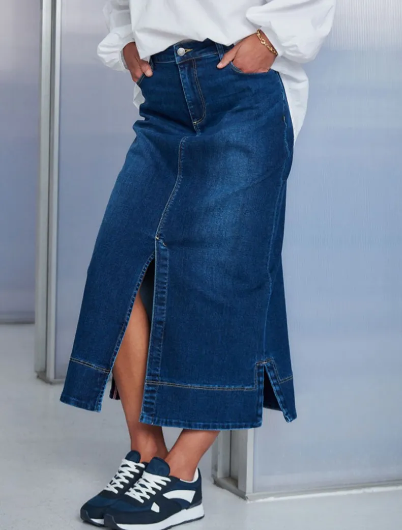 Whitney Washed Denim Skirt Indigo