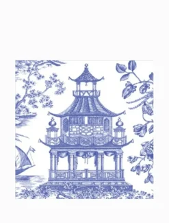 Williamsburg Chinoiserie Toile Pagoda Blue Lunch Napkins 20pk